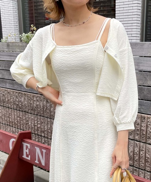 archives（アルシーヴ）の「フクレジャガード２ｗａｙカーディガン（カーディガン/ボレロ・レディース・ブラック/オレンジ/アイボリー/イエロー・MEDIUM）」の2枚目の写真