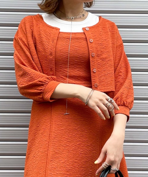 archives（アルシーヴ）の「フクレジャガード２ｗａｙカーディガン（カーディガン/ボレロ・レディース・ブラック/オレンジ/アイボリー/イエロー・MEDIUM）」の13枚目の写真