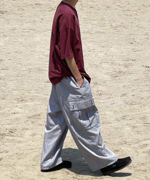 kutir(クティール)の「バルーンペインターヒッコリーワークカーゴパンツ(カーゴパンツ・メンズ・ホワイト/ネイビー・SMALL/MEDIUM/LARGE)」の17枚目の写真