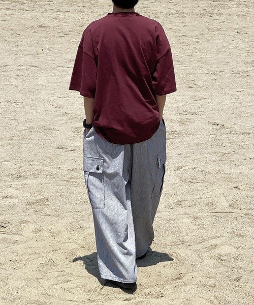 kutir(クティール)の「バルーンペインターヒッコリーワークカーゴパンツ(カーゴパンツ・メンズ・ホワイト/ネイビー・SMALL/MEDIUM/LARGE)」の8枚目の写真