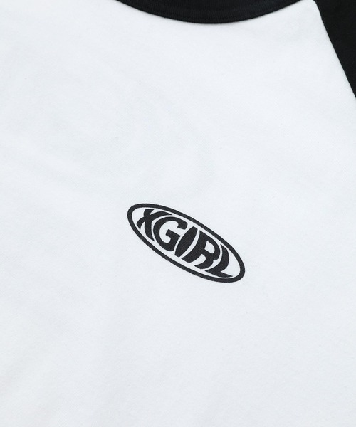 X-girl(エックスガール)の「WARP LOGO BIG B/B TEE/ビッグシルエット ラグラン ロンT(Tシャツ/カットソー・レディース・ベージュ/チャコール/ホワイト・ONE SIZE)」の13枚目の写真