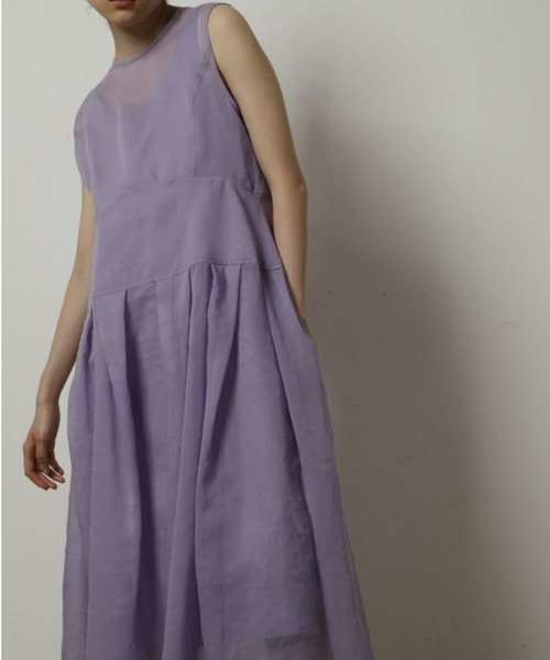 LE CIEL BLEU(ルシェルブルー)の「ボイルオーバーレイドレス / Voile Overlay Dress(ワンピース・レディース・ブラック/ダークラベンダー・38/36)」の13枚目の写真
