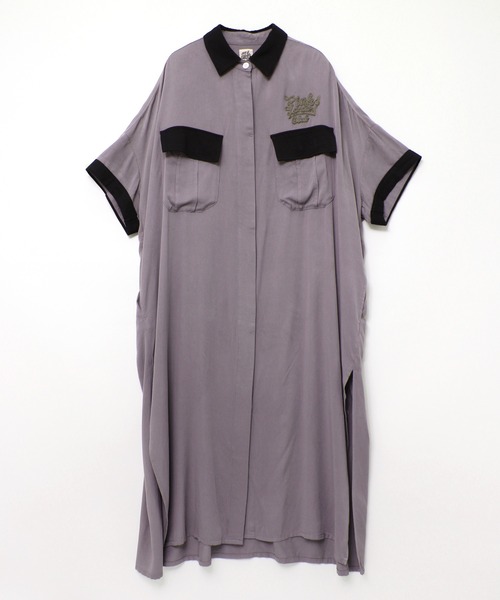 RNA（アールエヌエー）の「D1604  PINK MOTEL カラーコンビシャツワンピース（シャツワンピース・レディース・ピンク/オフホワイト/チャコール・MEDIUM）」の2枚目の写真