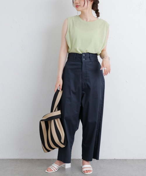 PUAL CE CIN(ピュアルセシン)の「シアーボックスノースリーブ(タンクトップ・レディース・ライトグレー/ブラック/グリーン/ピンクベージュ・FREE)」の7枚目の写真