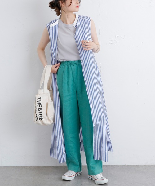 PUAL CE CIN(ピュアルセシン)の「シアーボックスノースリーブ(タンクトップ・レディース・ライトグレー/ブラック/グリーン/ピンクベージュ・FREE)」の15枚目の写真