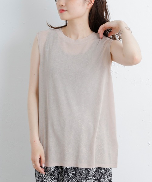 PUAL CE CIN(ピュアルセシン)の「シアーボックスノースリーブ(タンクトップ・レディース・ライトグレー/ブラック/グリーン/ピンクベージュ・FREE)」の11枚目の写真