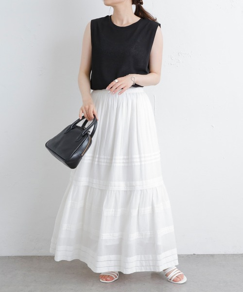 PUAL CE CIN(ピュアルセシン)の「シアーボックスノースリーブ(タンクトップ・レディース・ライトグレー/ブラック/グリーン/ピンクベージュ・FREE)」の6枚目の写真