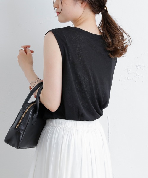 PUAL CE CIN(ピュアルセシン)の「シアーボックスノースリーブ(タンクトップ・レディース・ライトグレー/ブラック/グリーン/ピンクベージュ・FREE)」の16枚目の写真