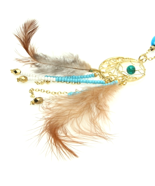 チャイハネ（チャイハネ）の「【チャイハネ】フィグリードリームキャッチャーネックレス（ネックレス・レディース・ターコイズブルー/ブラック・FREE）」の3枚目の写真