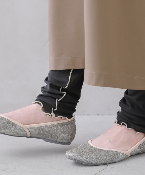 n'OrLABEL（ノアールレーベル）の「『配色メローシアーレギンス』（レギンス/スパッツ・レディース・アイボリー/ブラック/パープル/ライム/ボルドー/グリーン・2/1）」の14枚目の写真