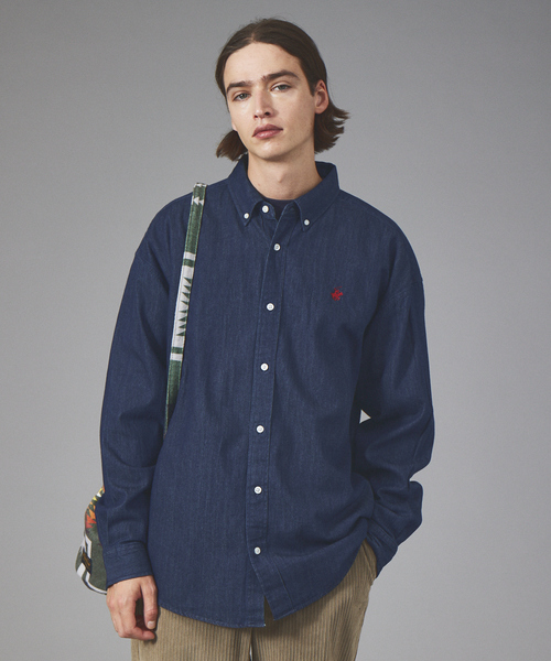 BEVERLY HILLS POLO CLUB(ビバリーヒルズポロクラブ)の「【BEVERLY HILLS POLO CLUB / ビバリーヒルズポロクラブ】B/Dシャツボタンダウン 長袖シャツ / デニムシャツ(シャツ/ブラウス・メンズ・ホワイト/ブラック/ベージュ/ネイビー/インディゴブルー/キャメル/ダークネイビー・LL/M/L)」の1枚目の写真