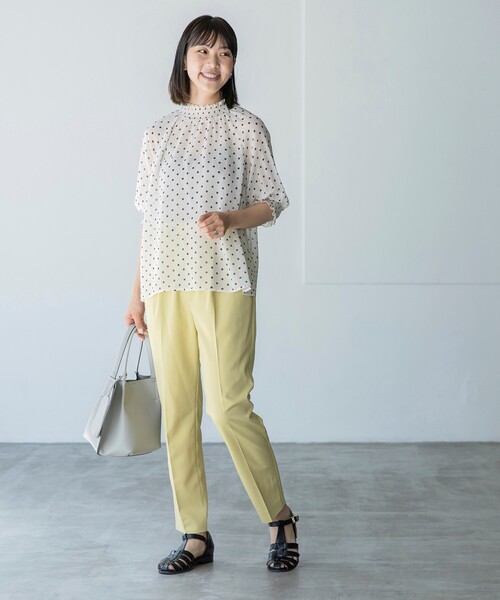 THE SHOP TK （ザ ショップ ティーケー ）の「◆【程よい透け感】ドットシャーリングブラウス（シャツ/ブラウス・レディース・ベージュ系/ホワイト系その他/ブラック系・11/12）」の9枚目の写真