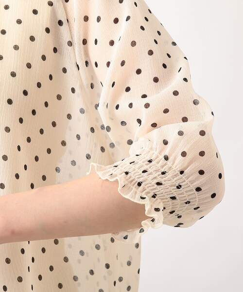 THE SHOP TK （ザ ショップ ティーケー ）の「◆【程よい透け感】ドットシャーリングブラウス（シャツ/ブラウス・レディース・ベージュ系/ホワイト系その他/ブラック系・11/12）」の10枚目の写真