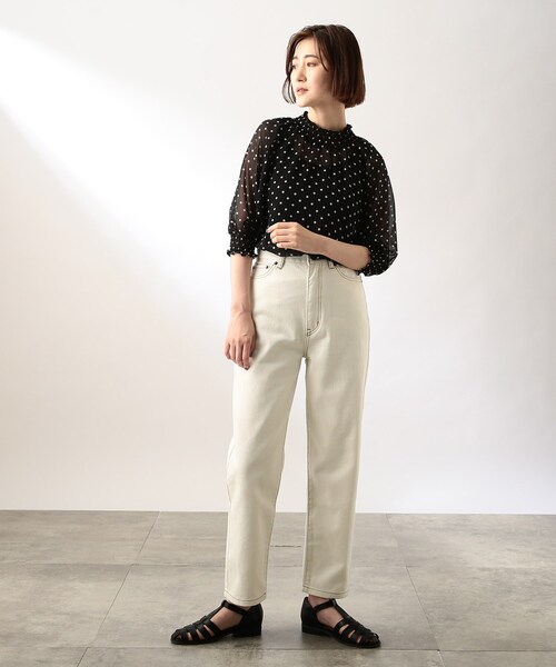 THE SHOP TK （ザ ショップ ティーケー ）の「◆【程よい透け感】ドットシャーリングブラウス（シャツ/ブラウス・レディース・ベージュ系/ホワイト系その他/ブラック系・11/12）」の16枚目の写真