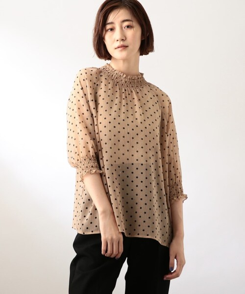 THE SHOP TK （ザ ショップ ティーケー ）の「◆【程よい透け感】ドットシャーリングブラウス（シャツ/ブラウス・レディース・ベージュ系/ホワイト系その他/ブラック系・11/12）」の11枚目の写真