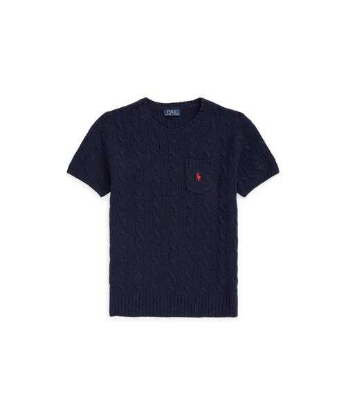 POLO RALPH LAUREN（ポロ ラルフ ローレン）の「ケーブル ウールカシミヤ ショートスリーブ セーター（ニット/セーター・レディース・ブルー・S/M/L/XL/XS）」の2枚目の写真