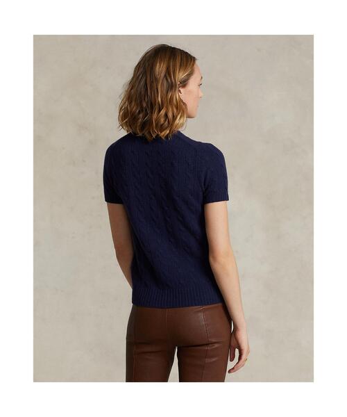 POLO RALPH LAUREN（ポロ ラルフ ローレン）の「ケーブル ウールカシミヤ ショートスリーブ セーター（ニット/セーター・レディース・ブルー・S/M/L/XL/XS）」の4枚目の写真
