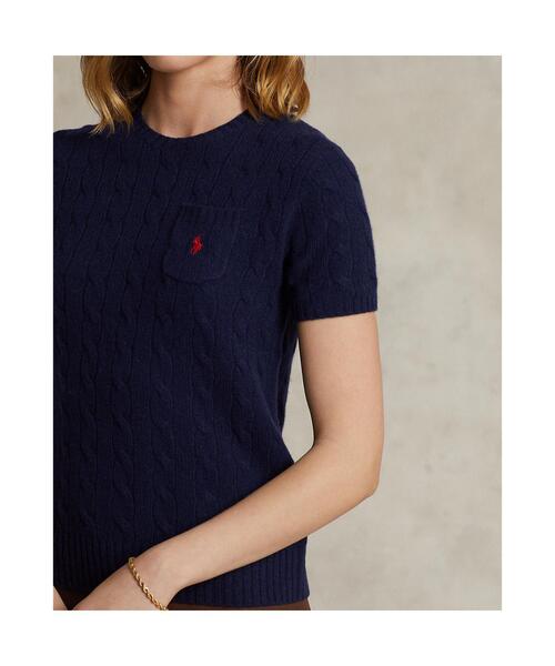 POLO RALPH LAUREN（ポロ ラルフ ローレン）の「ケーブル ウールカシミヤ ショートスリーブ セーター（ニット/セーター・レディース・ブルー・S/M/L/XL/XS）」の5枚目の写真