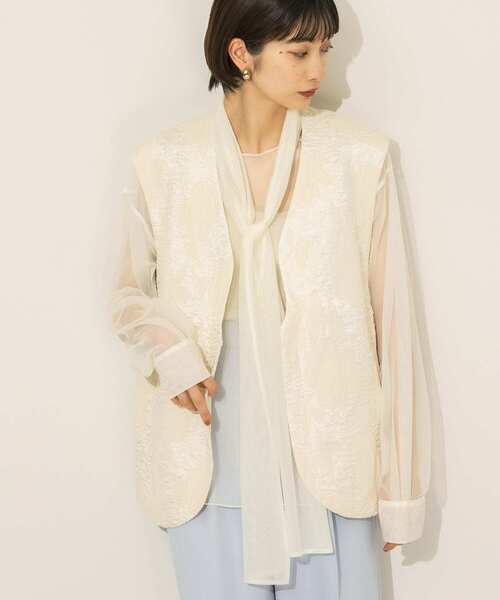 KBF（ケイビーエフ）の「2WAYボウタイチュールブラウス（シャツ/ブラウス・レディース・アイボリー/ラベンダー/グリーン系その他・ONE）」の2枚目の写真