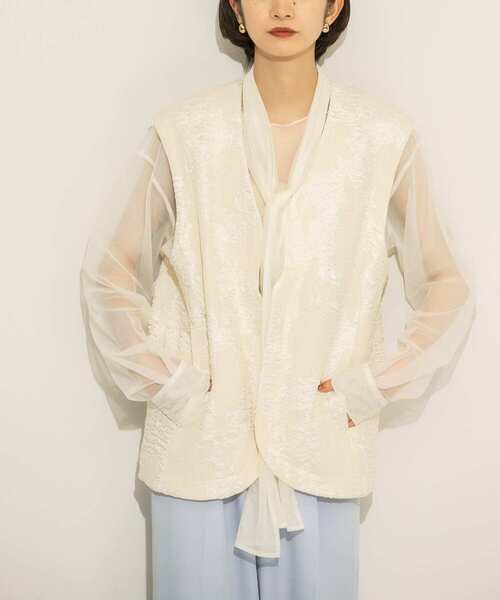 KBF（ケイビーエフ）の「2WAYボウタイチュールブラウス（シャツ/ブラウス・レディース・アイボリー/ラベンダー/グリーン系その他・ONE）」の10枚目の写真