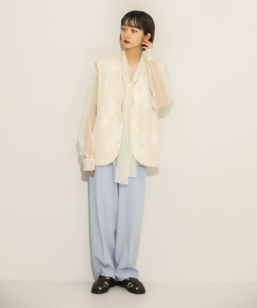 KBF（ケイビーエフ）の「2WAYボウタイチュールブラウス（シャツ/ブラウス・レディース・アイボリー/ラベンダー/グリーン系その他・ONE）」の7枚目の写真