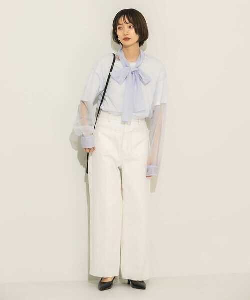 KBF（ケイビーエフ）の「2WAYボウタイチュールブラウス（シャツ/ブラウス・レディース・アイボリー/ラベンダー/グリーン系その他・ONE）」の20枚目の写真