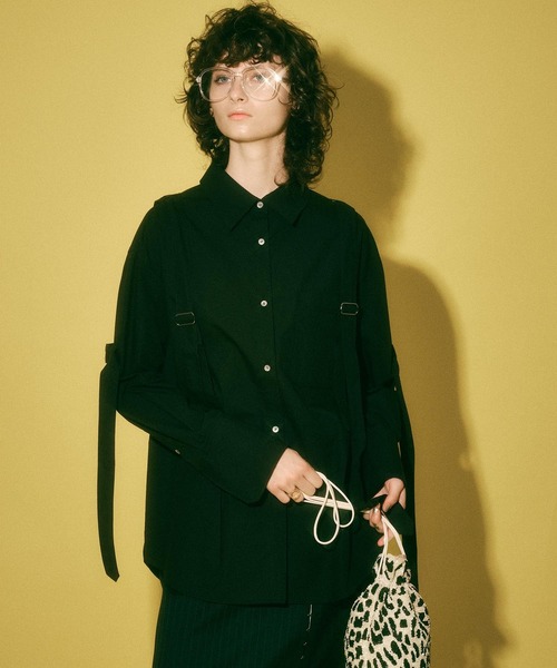 MAISON SPECIAL(メゾンスペシャル)の「ボンテージシャツ【MAISON SPECIAL/メゾンスペシャル】(シャツ/ブラウス・レディース・ホワイト/ブラック/サックスブルー・FREE)」の1枚目の写真