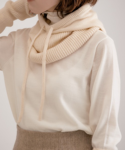 PAPILLONNER(パピヨネ)の「今季必須アイテム/バラクラバ/PAPILLONNER/パピヨネ(ネックウォーマー/スヌード・レディース・グレー/アイボリー・FREE)」の9枚目の写真