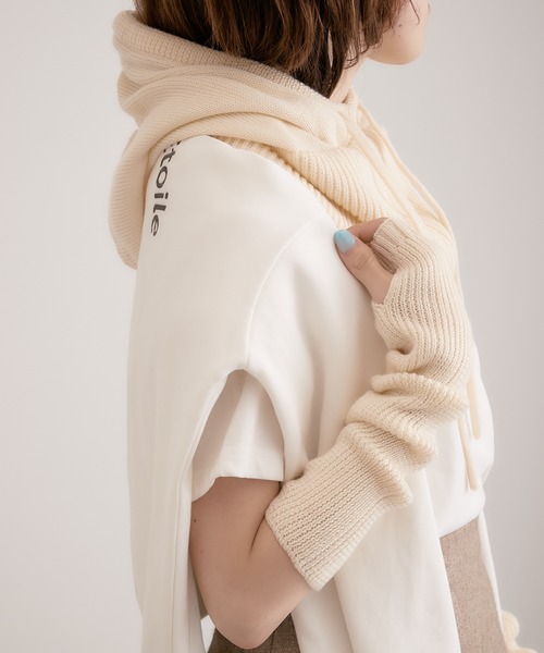 PAPILLONNER(パピヨネ)の「今季必須アイテム/バラクラバ/PAPILLONNER/パピヨネ(ネックウォーマー/スヌード・レディース・グレー/アイボリー・FREE)」の4枚目の写真