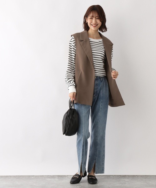 GLOBAL WORK（グローバルワーク）の「テーラーカラーミドルジレ/347288（ベスト・レディース・ブラック/ブラウン系その他6・FREE）」の9枚目の写真