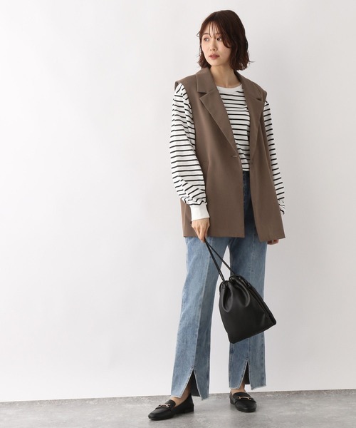 GLOBAL WORK（グローバルワーク）の「テーラーカラーミドルジレ/347288（ベスト・レディース・ブラック/ブラウン系その他6・FREE）」の11枚目の写真