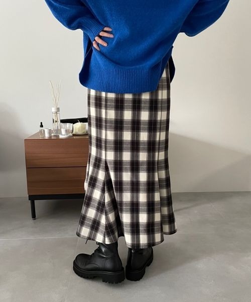セール】チェックスリットマーメイドスカート 122747（スカート
