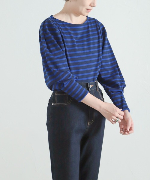 LEPSIM(レプシィム)の「【FOR I SERIES】ボートネックボーダーカットソー 158116(Tシャツ/カットソー・レディース・ブラック/ネイビー/グリーン・SMALL)」の3枚目の写真