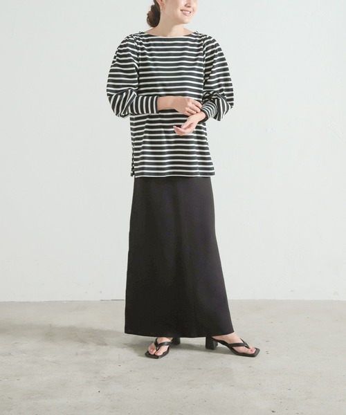 LEPSIM(レプシィム)の「【FOR I SERIES】ボートネックボーダーカットソー 158116(Tシャツ/カットソー・レディース・ブラック/ネイビー/グリーン・SMALL)」の6枚目の写真
