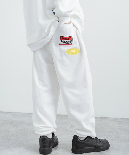 Rocky Monroe(ロッキーモンロー)の「裏毛 ワッペン刺繍 スウェットワイドイージーパンツ(スウェットパンツ・メンズ・ブラック/ダークグリーン/オフホワイト/杢グレー/ロイヤルブルー・M/L)」の12枚目の写真