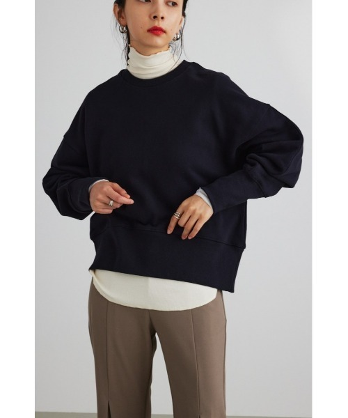 STYLEMIXER（スタイルミキサー）の「ロングリブスウェットトップ（スウェット・レディース・ダークネイビー/ホワイト/イエロー・FREE）」の3枚目の写真