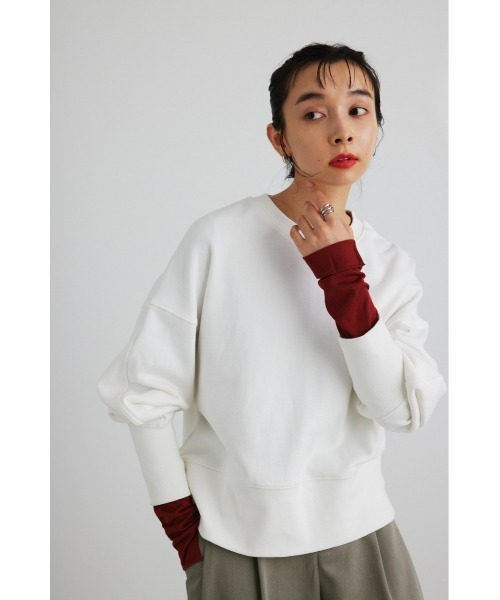 STYLEMIXER（スタイルミキサー）の「ロングリブスウェットトップ（スウェット・レディース・ダークネイビー/ホワイト/イエロー・FREE）」の5枚目の写真