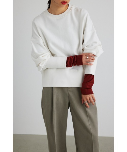 STYLEMIXER（スタイルミキサー）の「ロングリブスウェットトップ（スウェット・レディース・ダークネイビー/ホワイト/イエロー・FREE）」の8枚目の写真