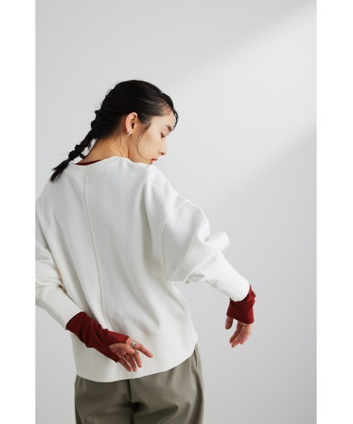 STYLEMIXER（スタイルミキサー）の「ロングリブスウェットトップ（スウェット・レディース・ダークネイビー/ホワイト/イエロー・FREE）」の11枚目の写真