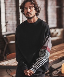 FACTOTUM | mlt3972- One Arm Gimmick Design Waffle Long-sleeve T-Shirt カットソー(Tシャツ/カットソー)