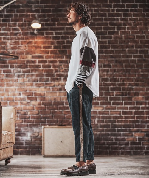 FACTOTUM（ファクトタム）の「mlt3972- One Arm Gimmick Design Waffle Long-sleeve T-Shirt カットソー（Tシャツ/カットソー・メンズ・ホワイト/ライトカーキ/ブラック・44/48/46）」の7枚目の写真