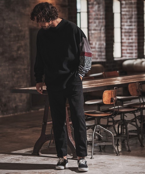FACTOTUM（ファクトタム）の「mlt3972- One Arm Gimmick Design Waffle Long-sleeve T-Shirt カットソー（Tシャツ/カットソー・メンズ・ホワイト/ライトカーキ/ブラック・44/48/46）」の12枚目の写真