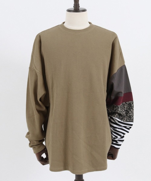 FACTOTUM（ファクトタム）の「mlt3972- One Arm Gimmick Design Waffle Long-sleeve T-Shirt カットソー（Tシャツ/カットソー・メンズ・ホワイト/ライトカーキ/ブラック・44/48/46）」の18枚目の写真