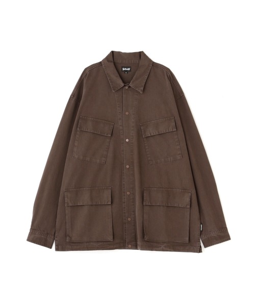 schott(ショット)の「Schott/ショット/HERRINBONE FATIGUE SHIRT/ヘリンボーン ファティーグシャツ(シャツ/ブラウス・メンズ・ブラック/ブラウン・L/XL/M/2XL)」の1枚目の写真