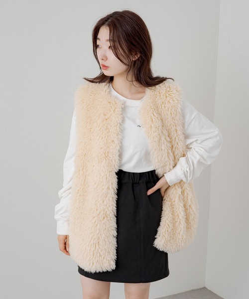 Kastane（カスタネ）の「台形ミニスカート（スカート・レディース・アイボリー/ブラック・FREE）」の11枚目の写真