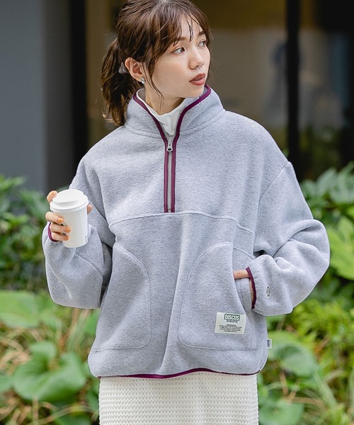 DISCUS(ディスカス)の「【DISCUS】フリースハーフジップ(Tシャツ/カットソー・レディース・ブラック/グレー/オフホワイト/ブルー・M/L)」の4枚目の写真
