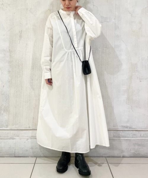 BEARDSLEY シャツワンピース ホワイト ドロップショルダー BEARDSLEY シャツワンピース ホワイト ドロップショルダー