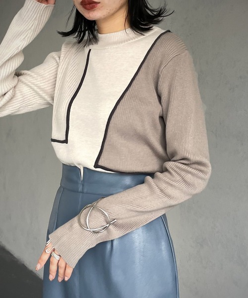 &g'aime（アンジェム）の「【&g’aime】バイカラーニット（ニット/セーター・レディース・ブラウン/アイボリー/チャコール・FREE）」の16枚目の写真