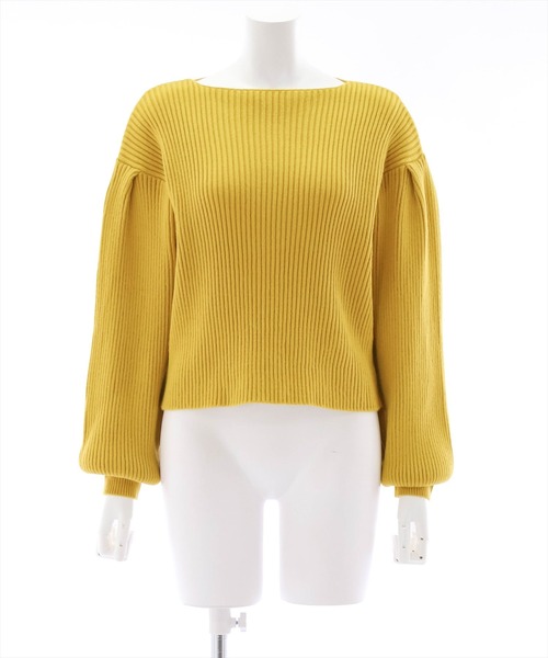 clear（クリア）の「ボートネックリブニットトップス（ニット/セーター・レディース・モカ/ブルー/アイボリー/マスタード/ブラック・F）」の5枚目の写真