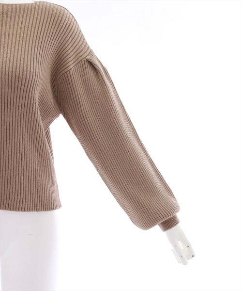 clear（クリア）の「ボートネックリブニットトップス（ニット/セーター・レディース・モカ/ブルー/アイボリー/マスタード/ブラック・F）」の6枚目の写真